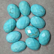 13X18MM FACETED OVAL CABOCHON STABILIZED TURQUOISE(8PCS/BAG)